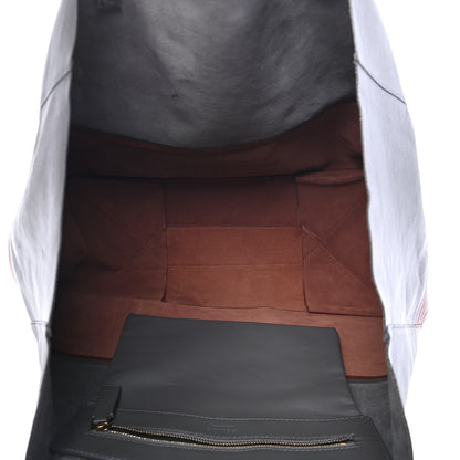 Celine Lambskin Horizontal Bi-Color Cabas Grey Cognac 5 of 14