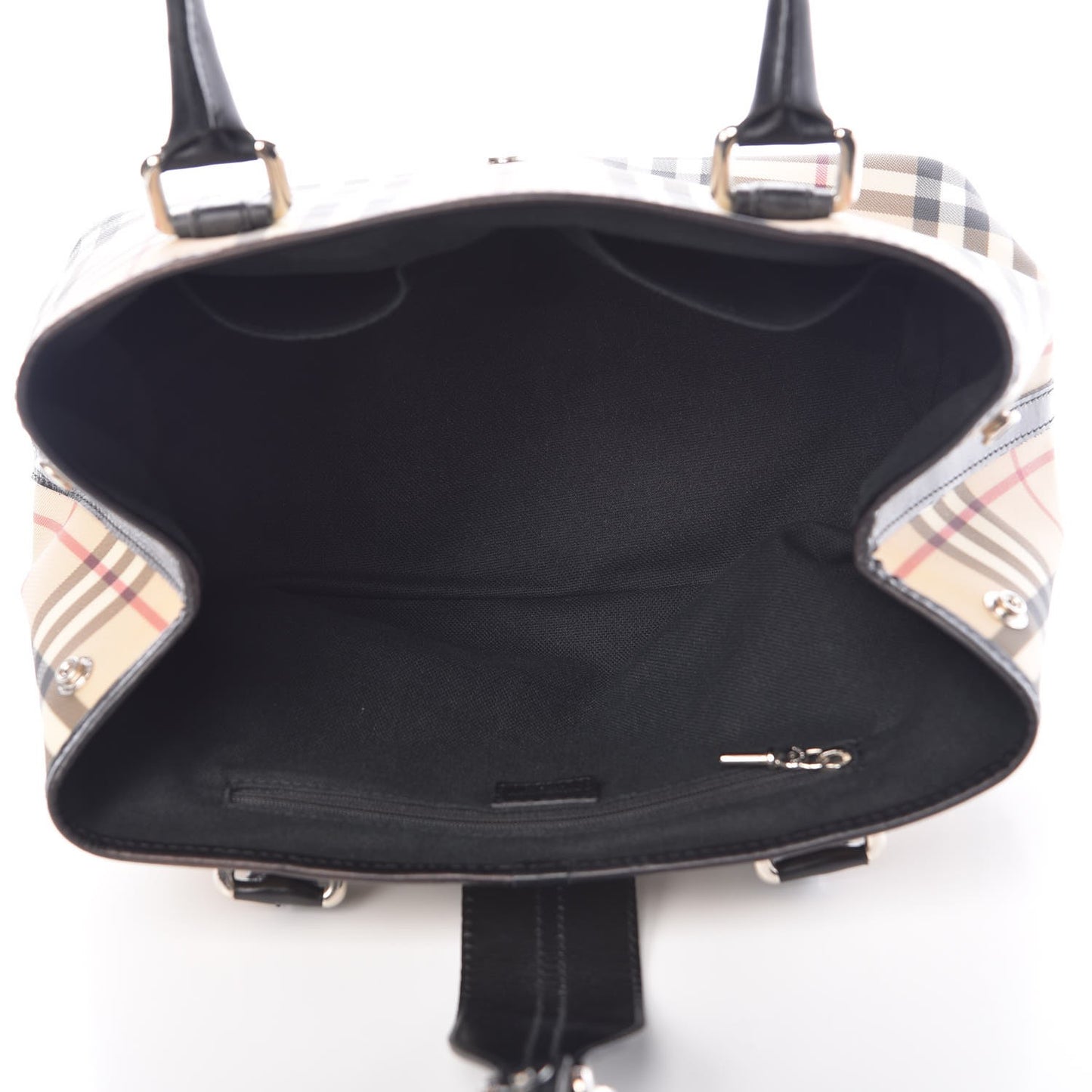 House Check Small Buckle Tote Black