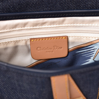 Christian Dior Denim Calfskin Saddle Bag Blue 6 of 7
