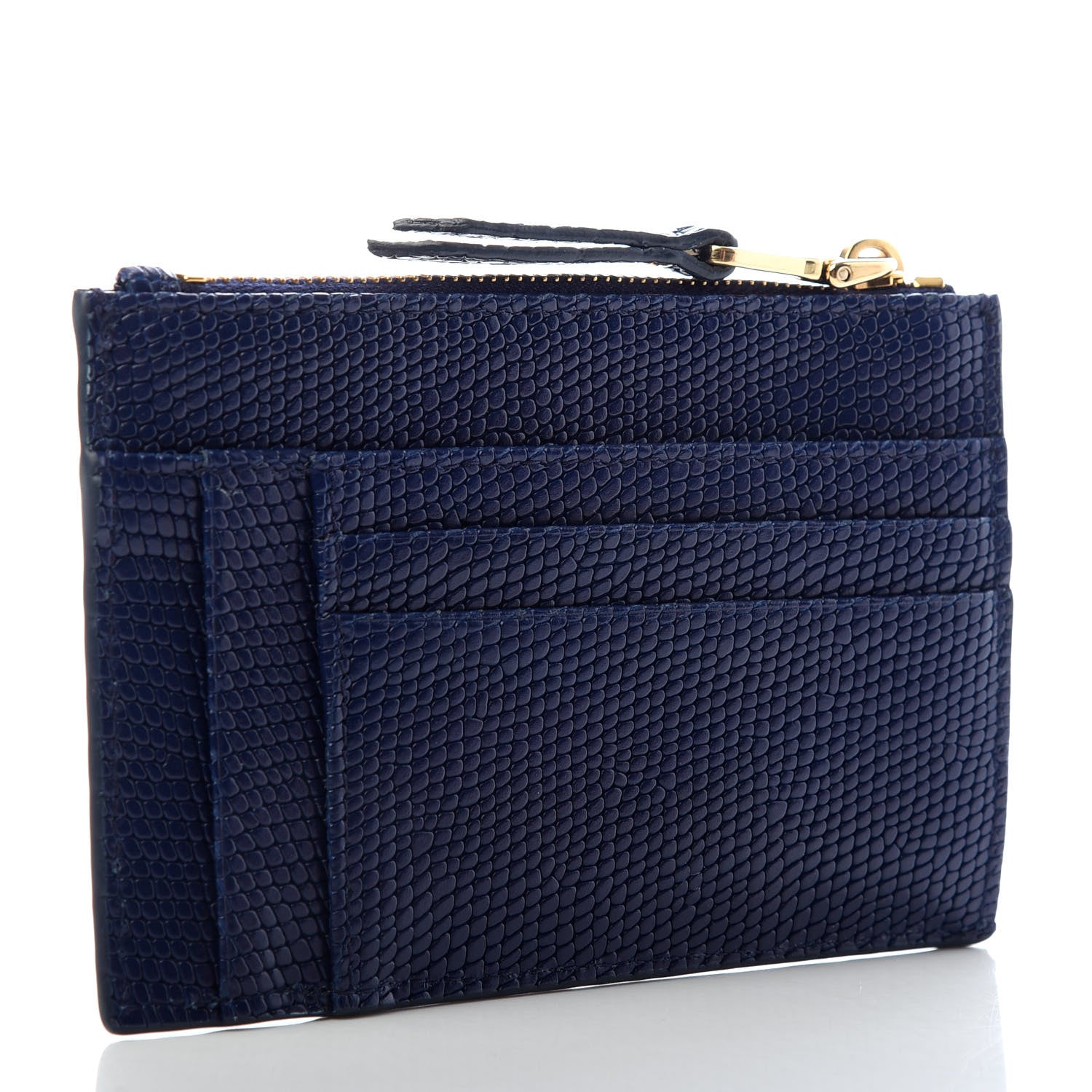 Miu Miu Lizard Zip Card Holder Blue 3 of 6