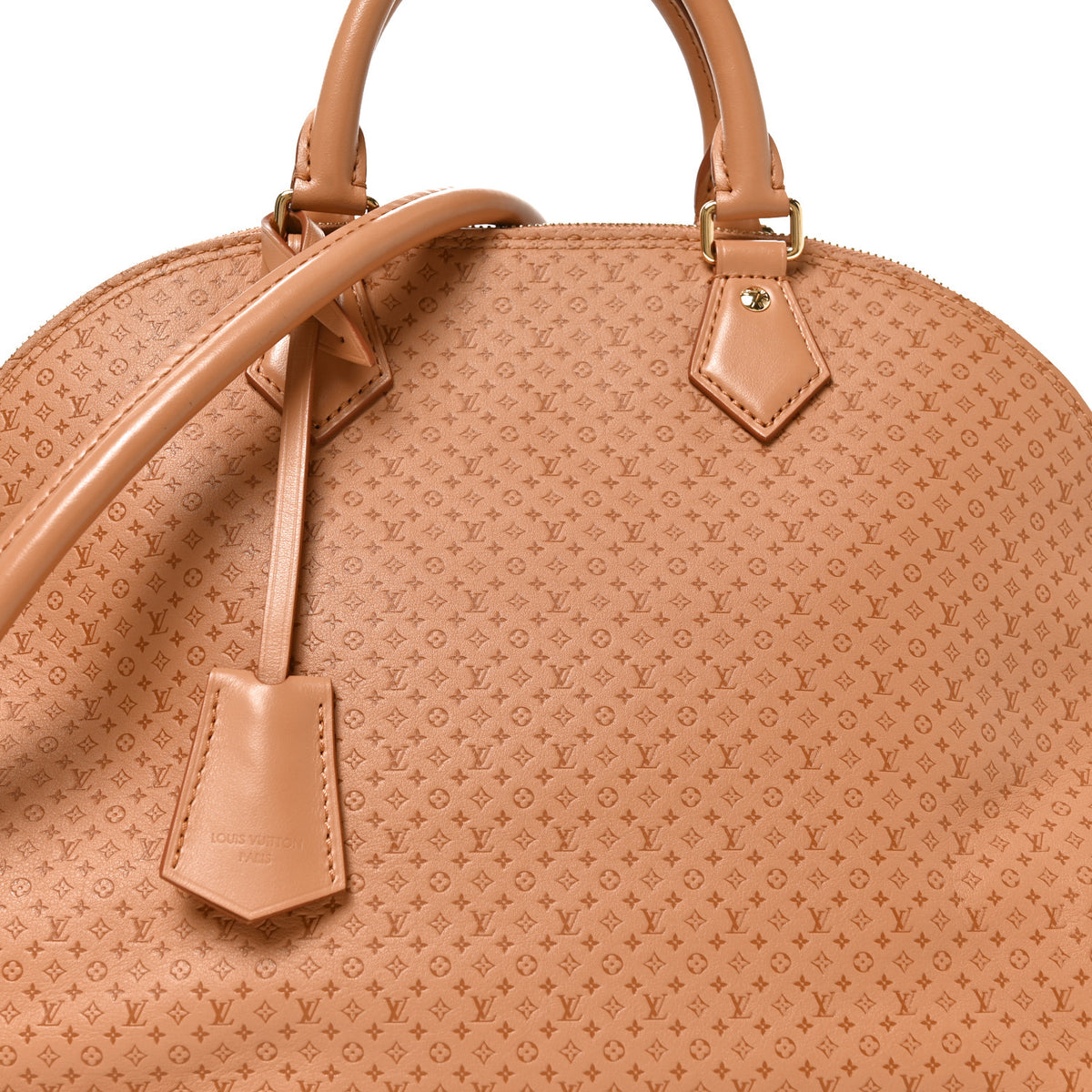 Louis Vuitton Calfskin Minigram Alma MM Soft Hazelnut 7 of 9