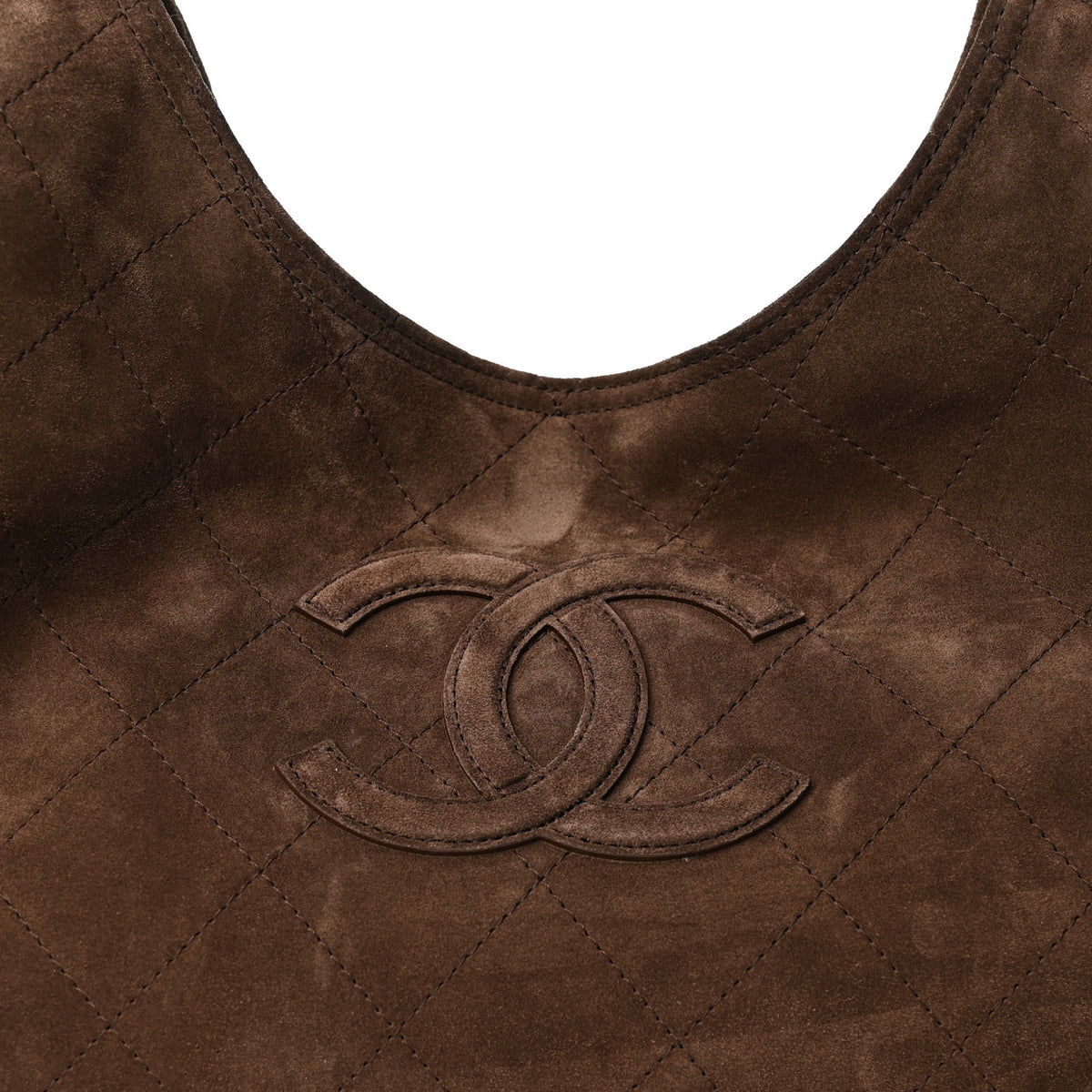 Suede Quilted Neo Cabas Small Shopping Tote Dark Brown