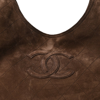 Chanel Suede Quilted Neo Cabas Small Shopping Tote Dark Brown 8 of 10