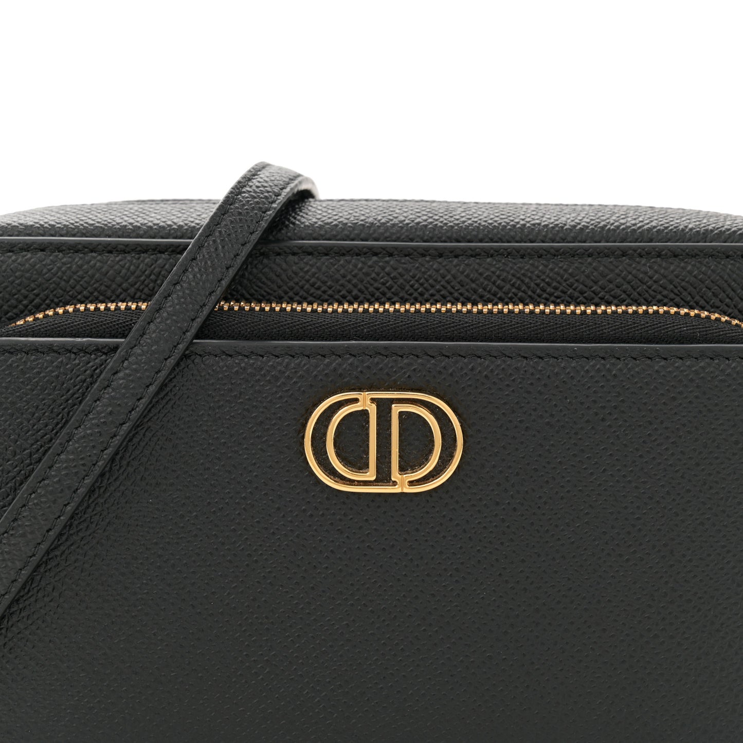 Grained Calfskin Caro Double Pouch Black