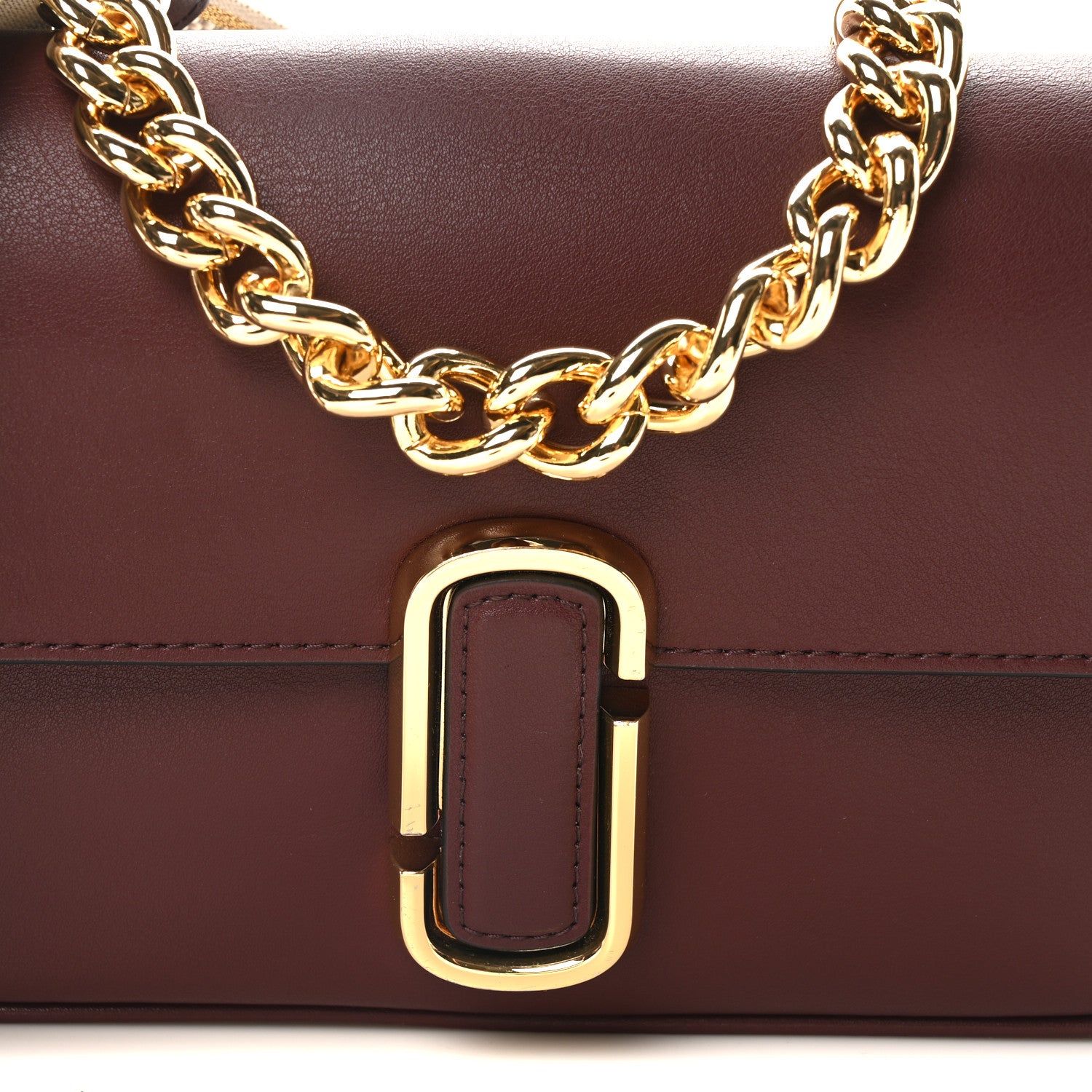 Marc Jacobs Calfskin The J Marc Shoulder Bag Burgundy 8 of 10
