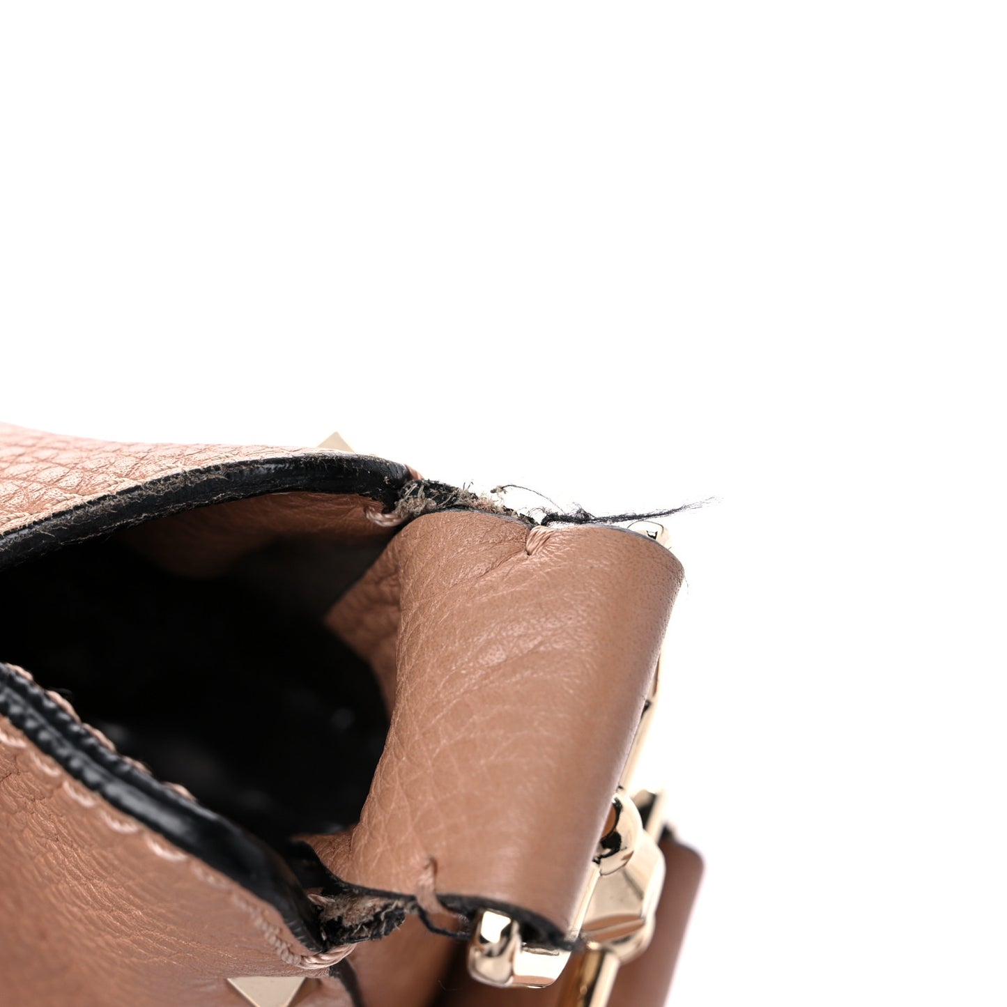 Pebbled Calfskin Small Rockstud Flip-Lock Messenger Bag Soft Noisette