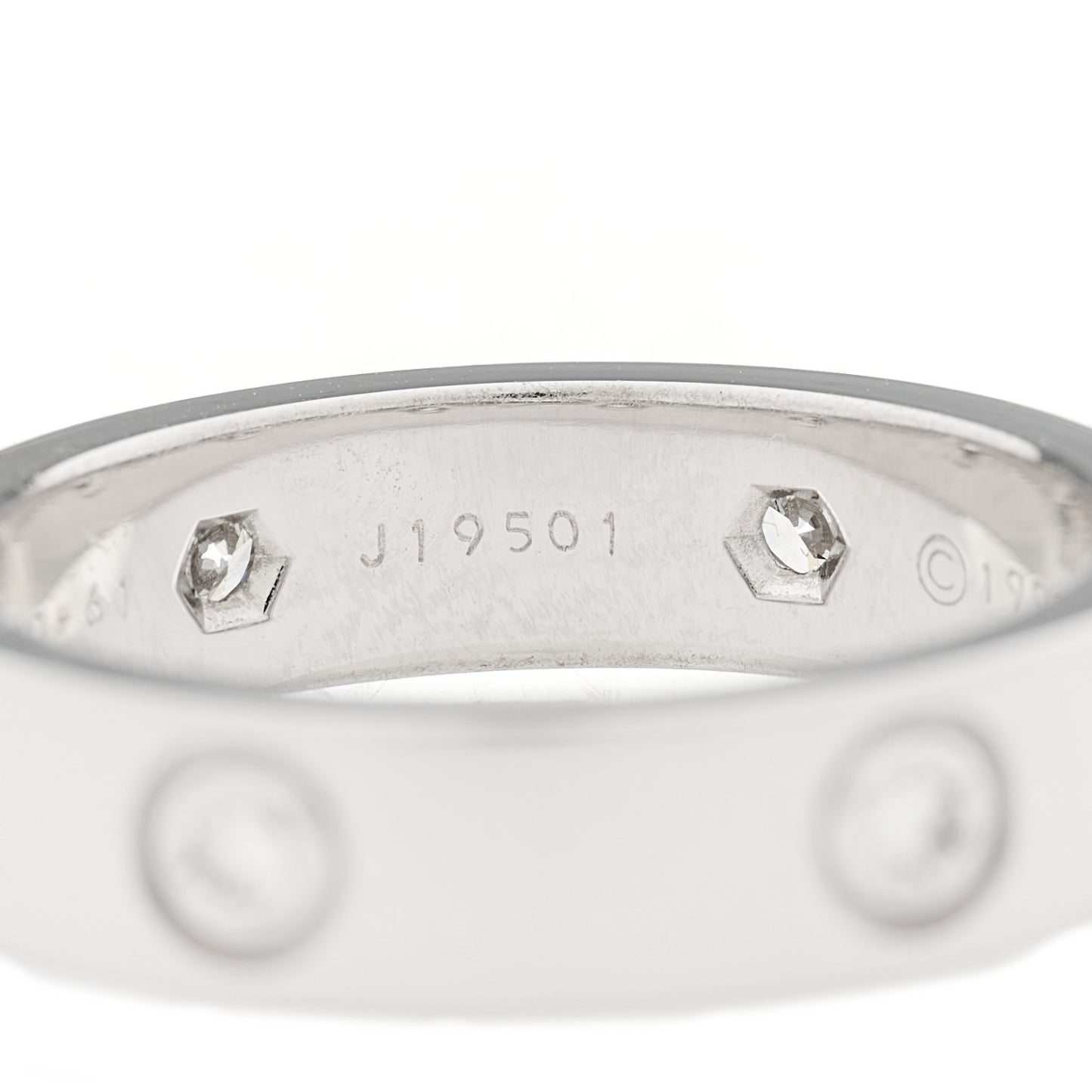 18K White Gold 6 Diamond 5.5mm LOVE Ring 61 9.5