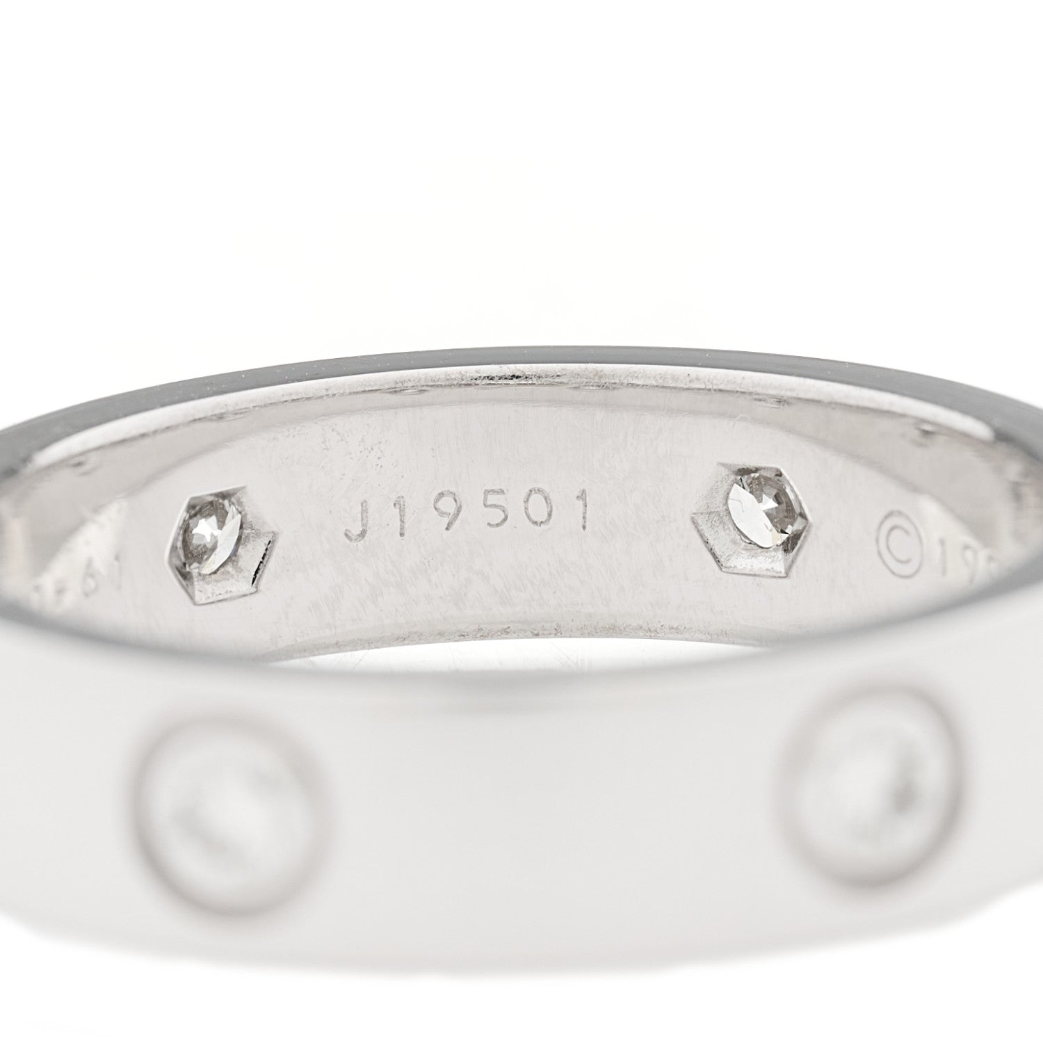 Cartier 18K White Gold 6 Diamond 5.5mm LOVE Ring 61 9.5 5 of 8