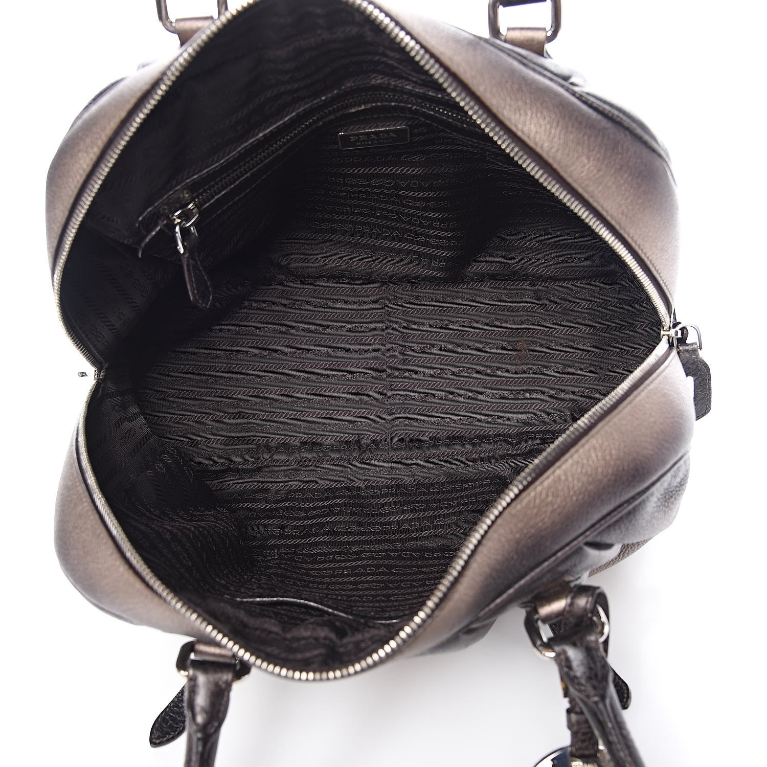 Prada Vitello Daino Antik Bauletto Tote Piombo 5 of 12