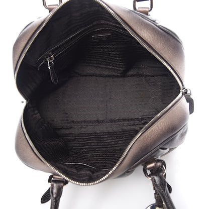 Prada Vitello Daino Antik Bauletto Tote Piombo 5 of 12