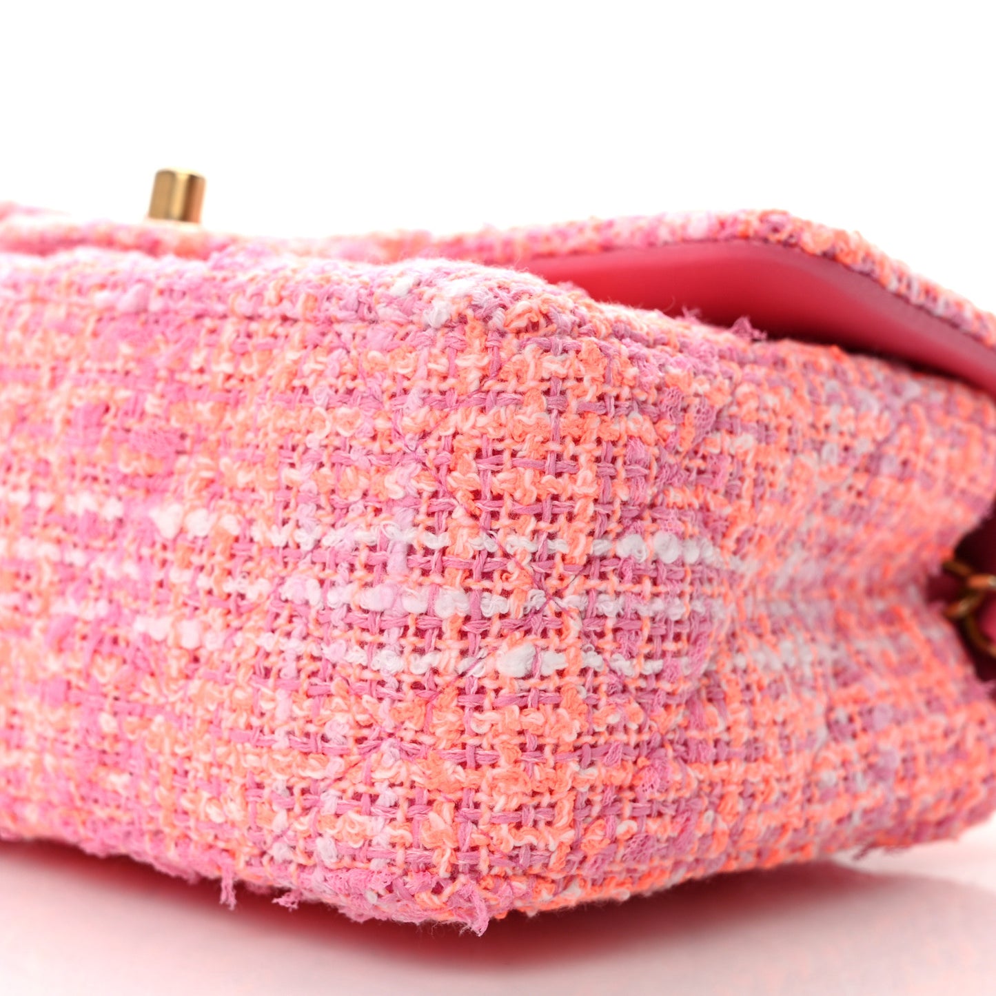 Tweed Quilted Mini Rectangular Flap Pink Orange White