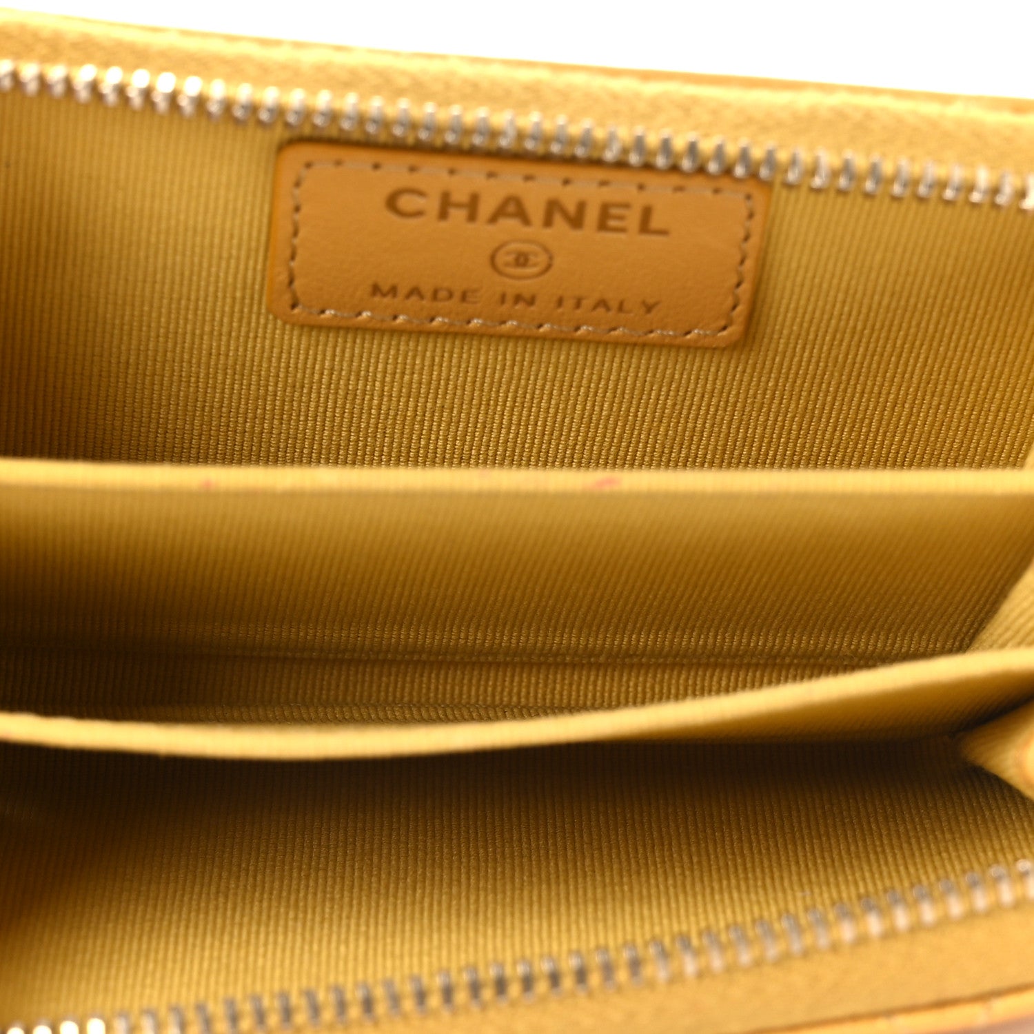 Chanel Metallic Lambskin Quilted Zip Around Coin Purse Wallet