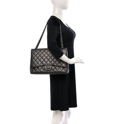 Chanel Metallic Lambskin Quilted Maxi Single Flap Grey 2 of 10
