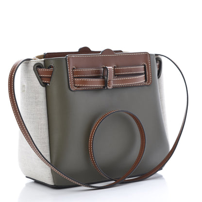 Loewe Calfskin Linen Mini Lazo Tote Khaki Green 3 of 11
