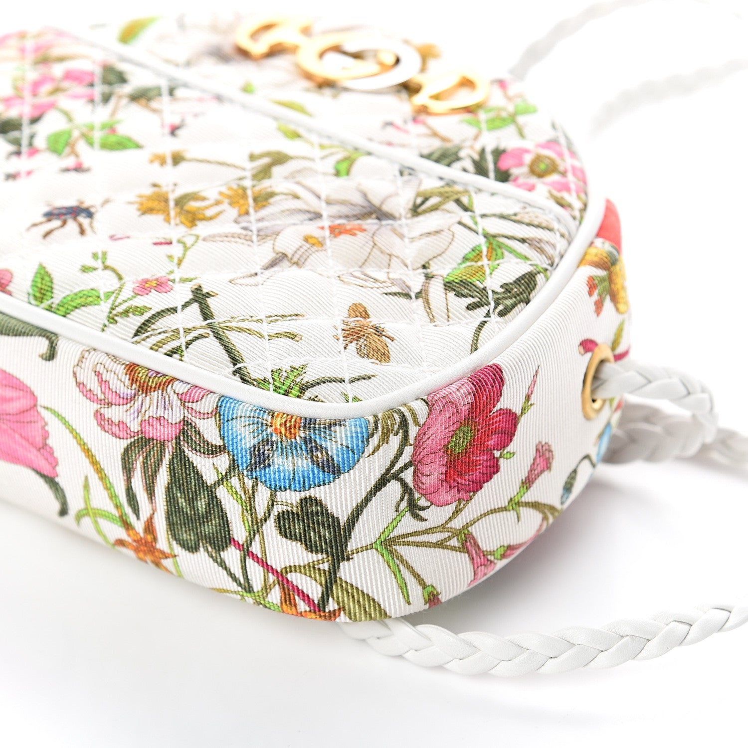 Gucci Canvas Flora Floral Trapuntata Mini Zumi Dome Shoulder Bag White 7 of 7