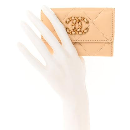 Chanel Lambskin Quilted Chanel 19 Flap Card Holder Beige 2 of 11