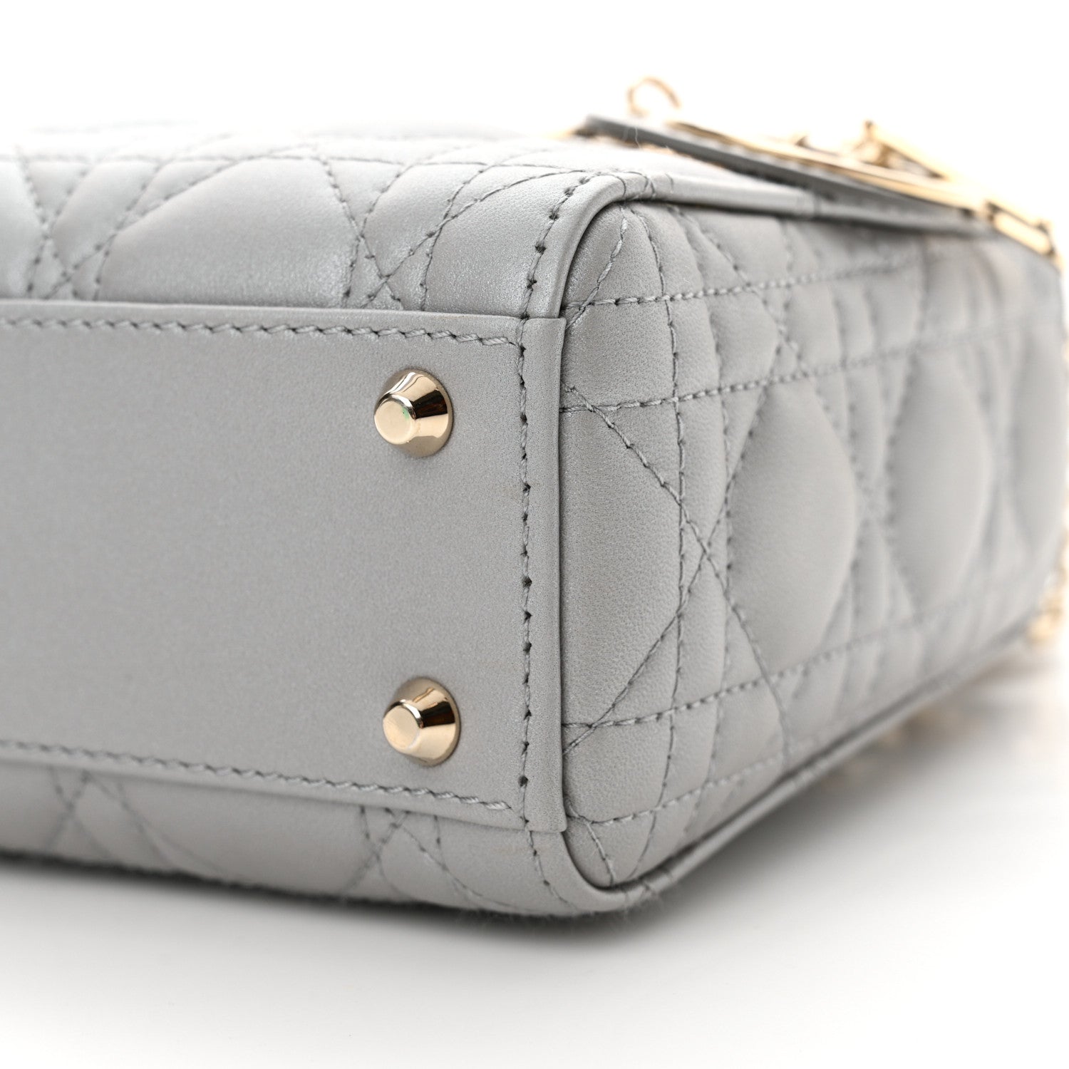 Christian Dior Lambskin Cannage Mini Lady Dior Gray Opaline 10 of 10