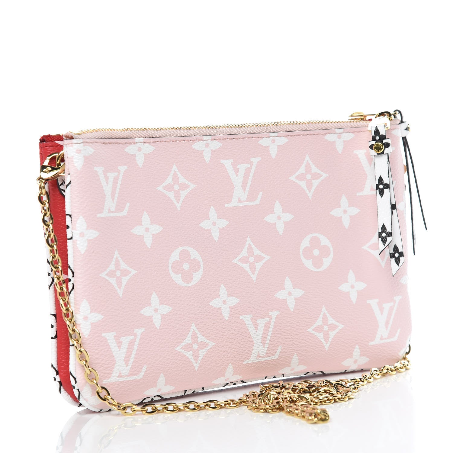 Louis Vuitton Monogram Giant Double Zip Pochette Rouge 3 of 12