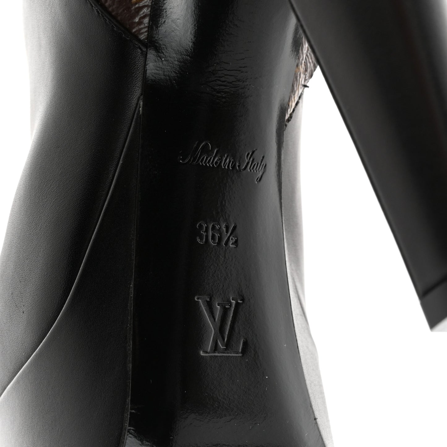 Calfskin Monogram Afterglow Platform Ankle Boots 36.5 Black