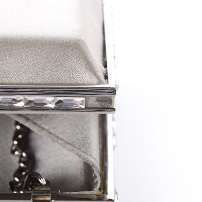 Judith Leiber Satin Crystal Framed Evening Clutch Silver 19 of 19
