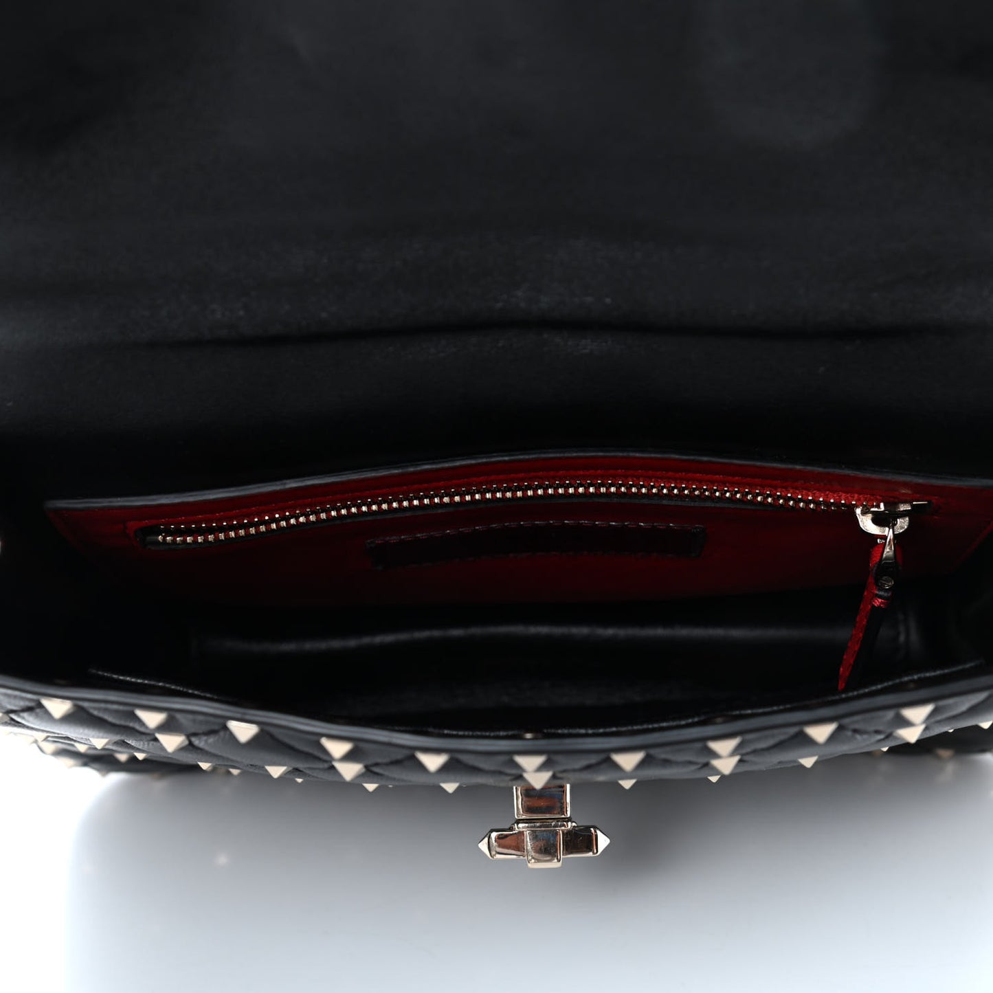 Lambskin Medium Rockstud Spike Shoulder Bag Black