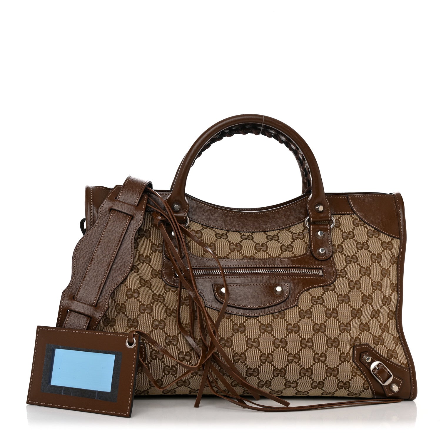 Balenciaga X GUCCI GG Monogram Azalea Calfskin Neo Classic Silver Hardware Medium City Beige Ebony Brown Sugar 1 of 10