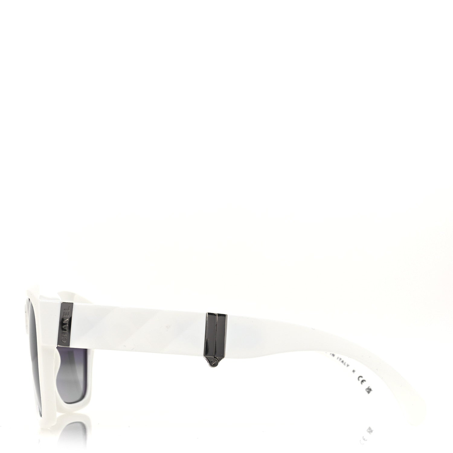 Chanel Acetate Metal Square Folding Sunglasses 6055-B White 4 of 7