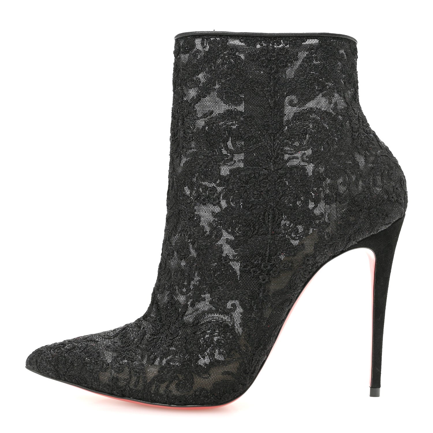 Christian Louboutin Lace Lurex Specchio Gipsybootie 100 Ankle Boots 37.5 Black 1 of 10