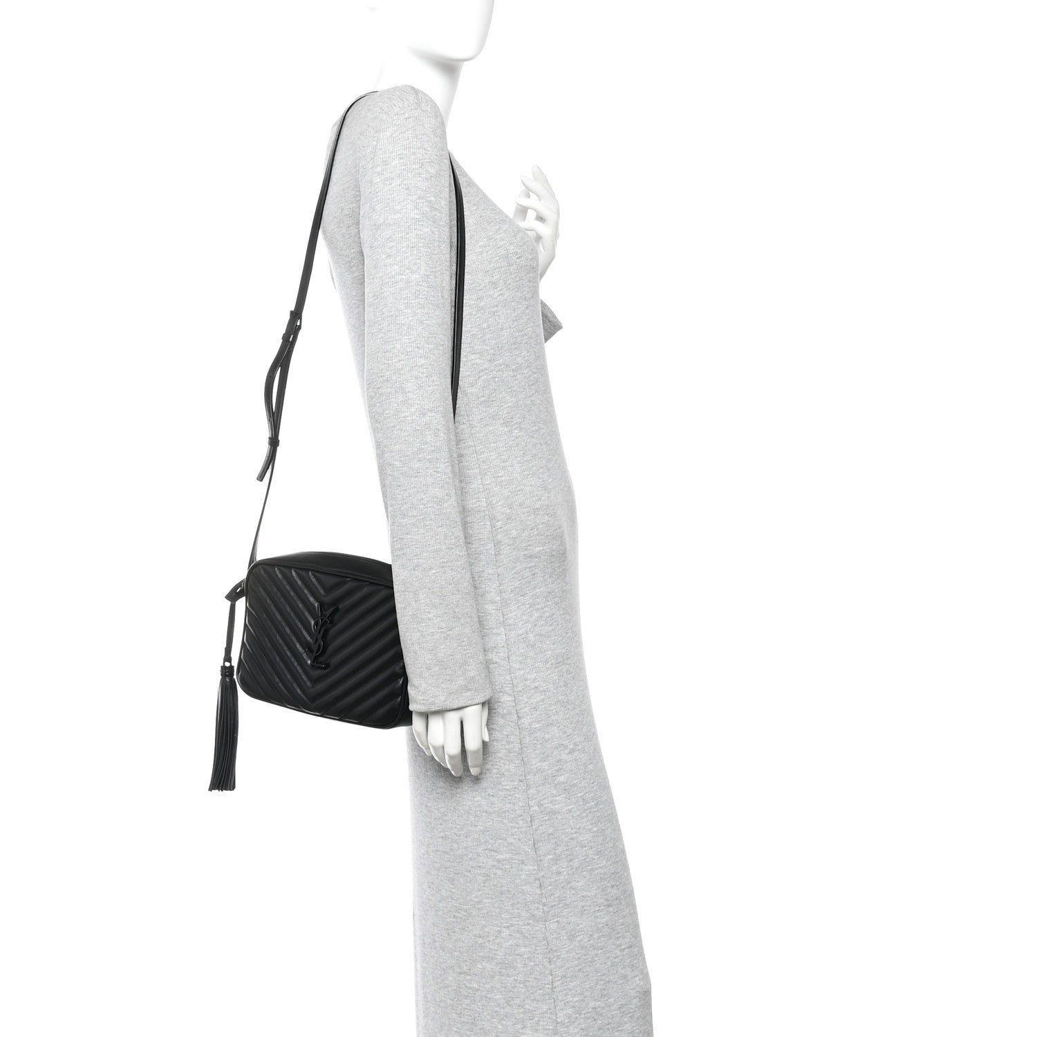 Saint Laurent Calfskin Matelasse Monogram Monochrome Lou Camera Bag Black 2 of 13
