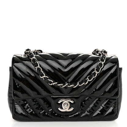 Chanel Patent Calfskin Chevron Quilted Mini Rectangular Flap Black 1 of 10
