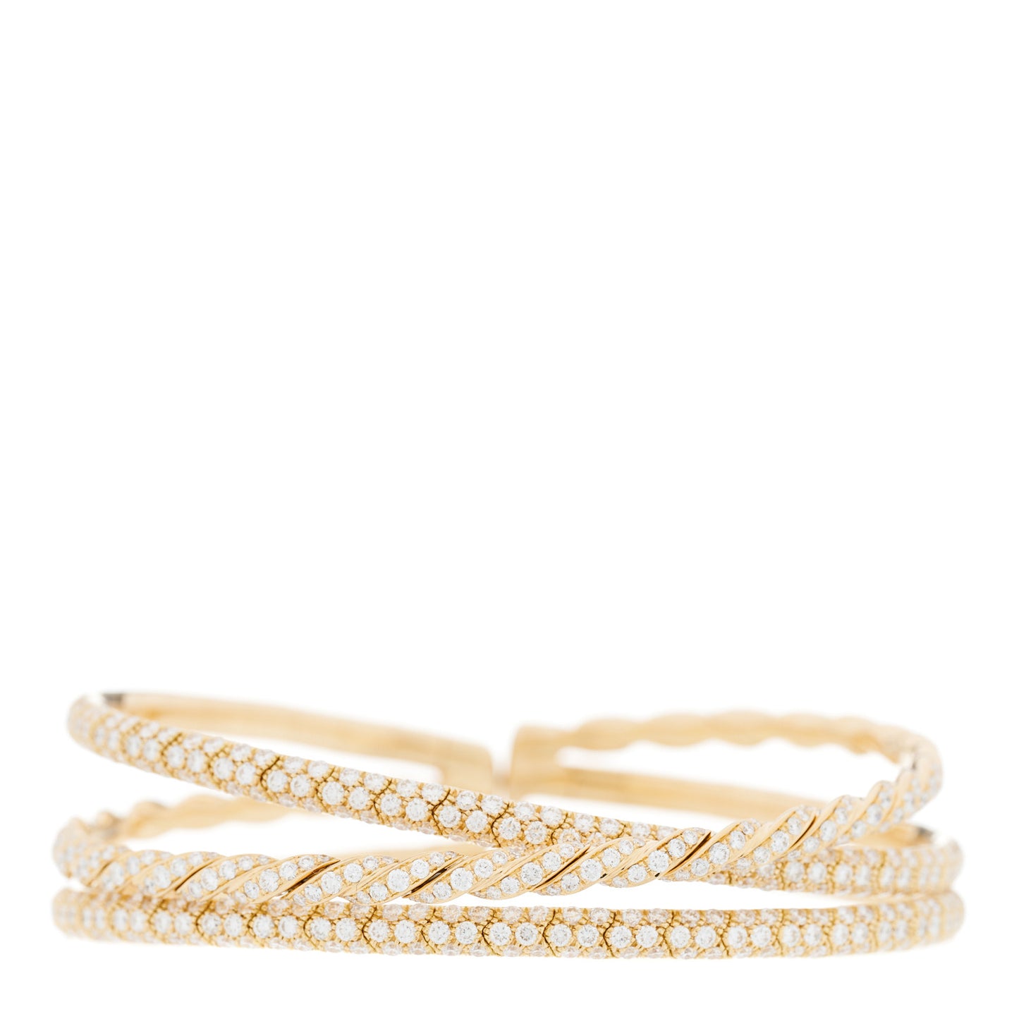 18K Yellow Gold Diamond Paveflex Three Row Bracelet