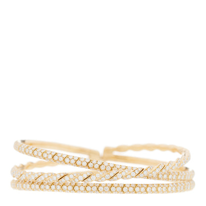 David Yurman 18K Yellow Gold Diamond Paveflex Three Row Bracelet 1 of 4