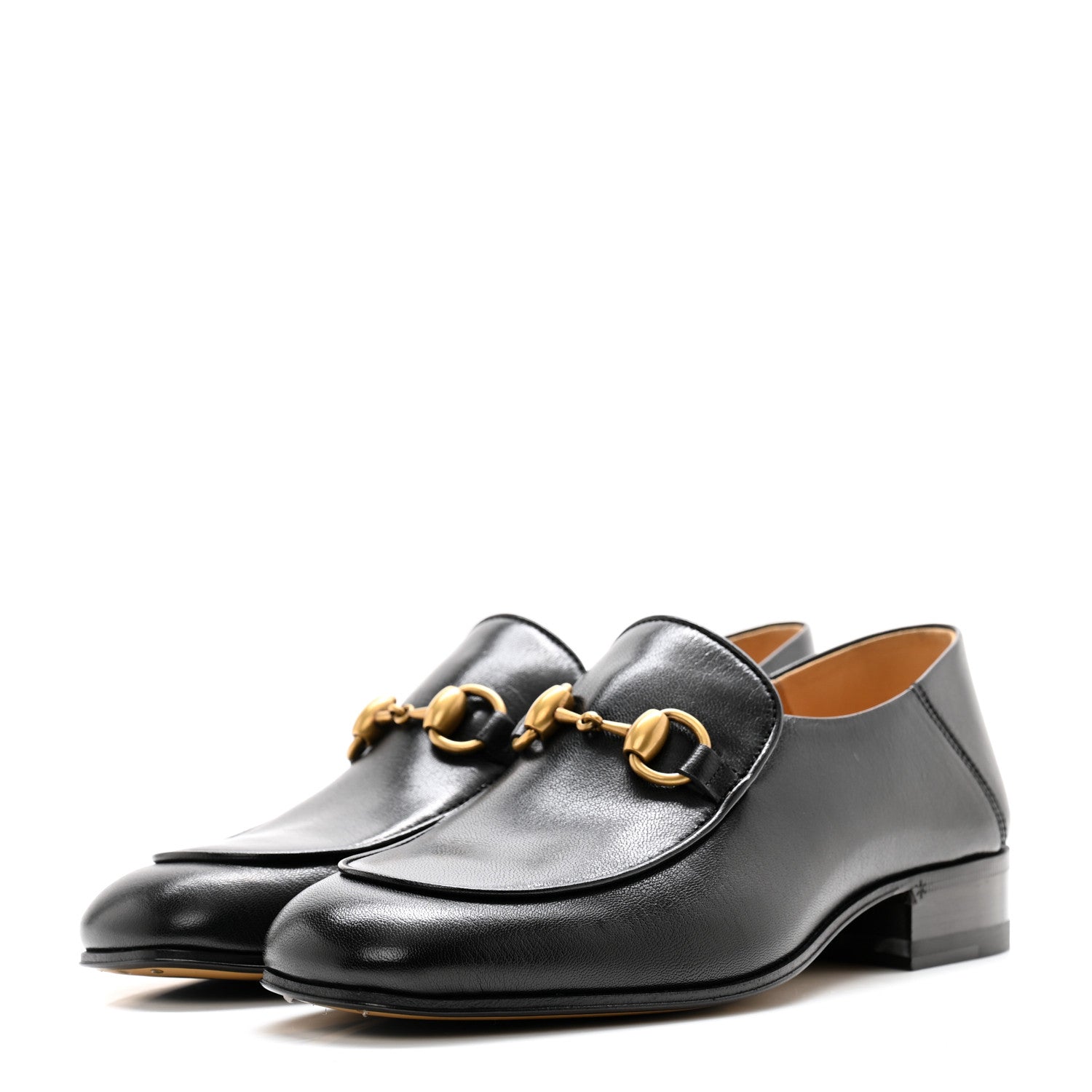 Gucci Goatskin Womens Horsebit Mid-Heel Loafers 35 Black 3 of 12