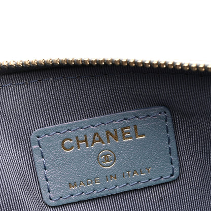 Chanel Iridescent Crumpled Calfskin Trio Cosmetic Case Blue Pink Ivory 8 of 10