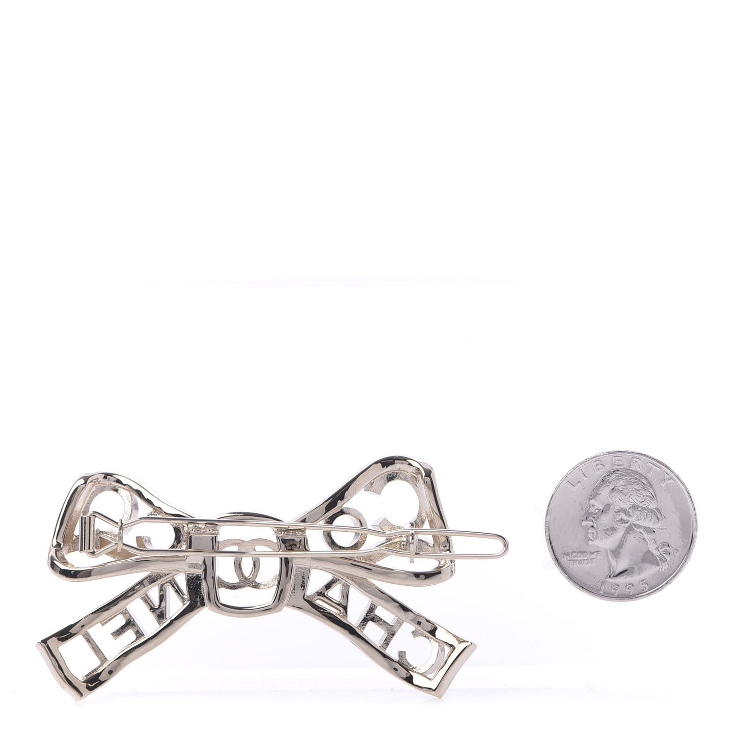 Metal Crystal Bow-tiful CC Hair Clip Gold