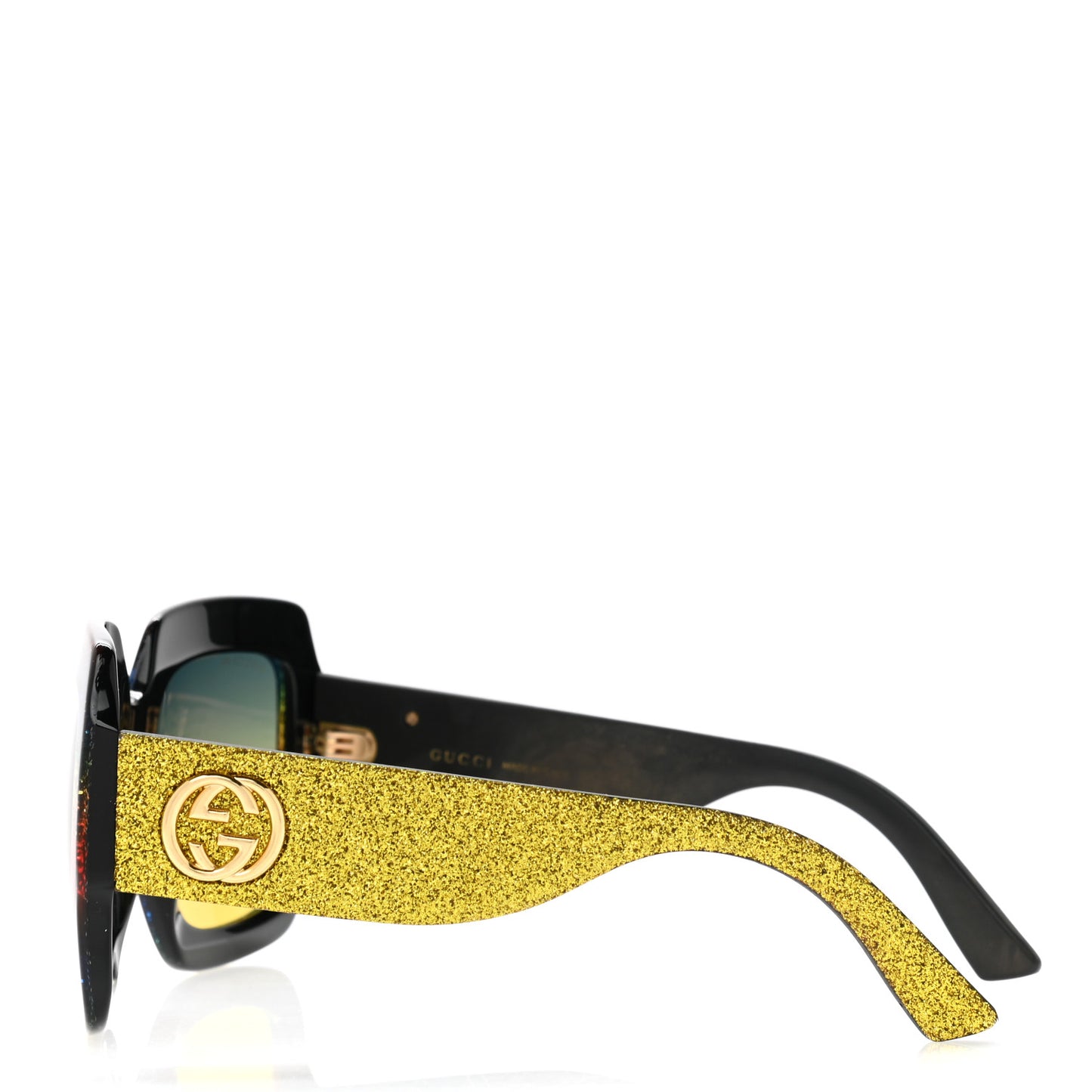 Square Frame GG0102S Sunglasses Glitter Gold Multi