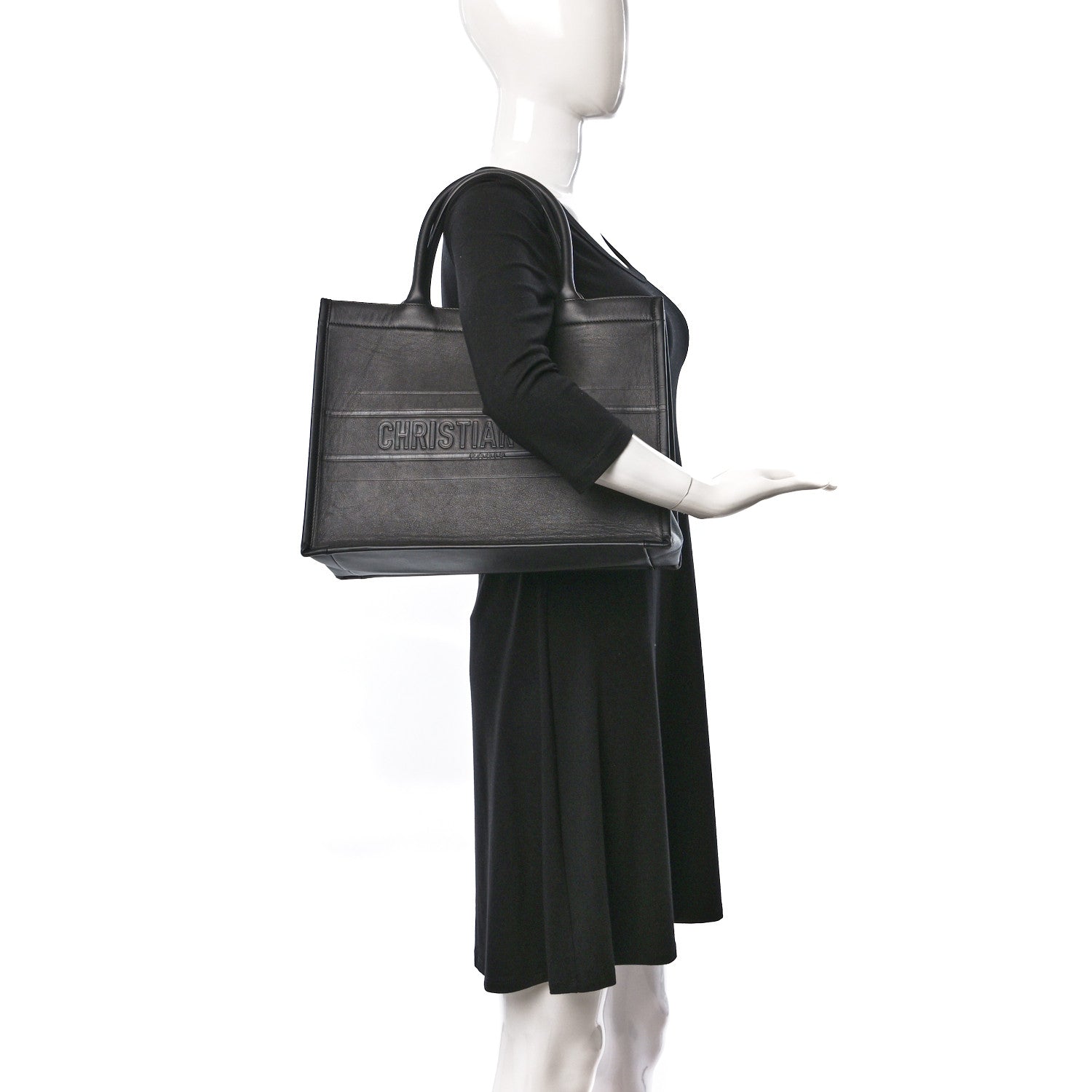 Christian Dior Calfskin Embossed Medium Book Tote Black 2 of 11