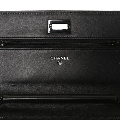 Chanel Aged Calfskin Chevron Quilted Reissue Wallet On Chain WOC So Black 6 of 11