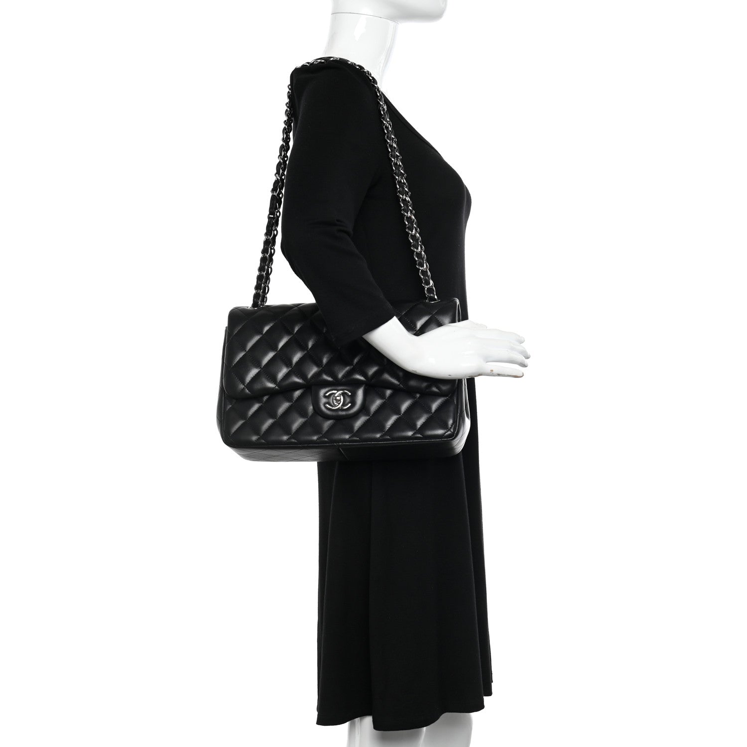 Chanel Lambskin Quilted Jumbo Double Flap Black 2 of 11