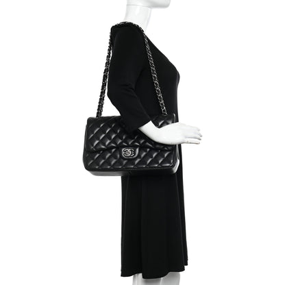 Chanel Lambskin Quilted Jumbo Double Flap Black 2 of 11