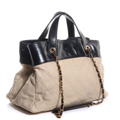 Chanel Calfskin In The Mix Shopping Tote Beige Black 3 of 8