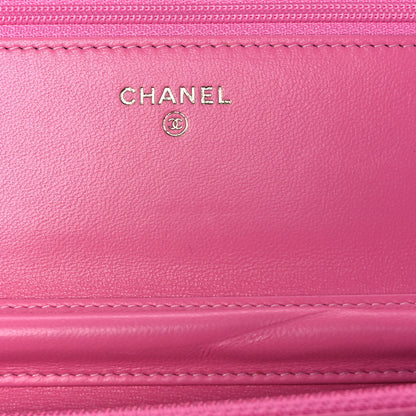 Chanel Lambskin Quilted CC Pearl Crush Wallet on Chain WOC Pink 6 of 11
