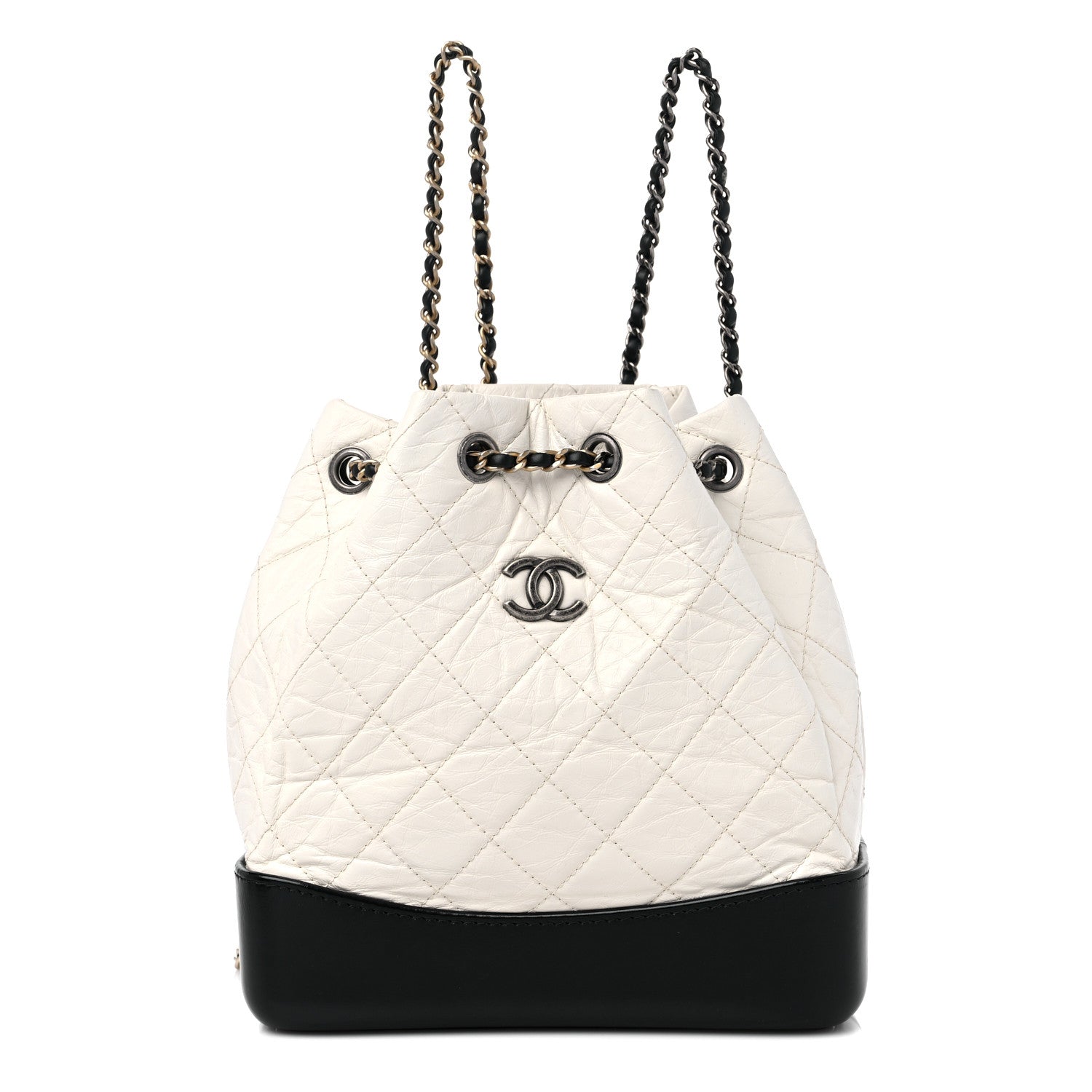 Chanel Aged Calfskin Quilted Small Gabrielle Backpack Black White 1 of 9