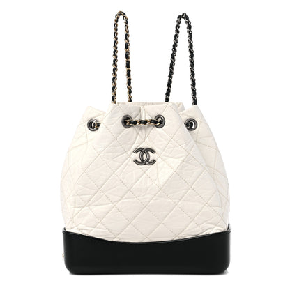 Chanel Aged Calfskin Quilted Small Gabrielle Backpack Black White 1 of 9