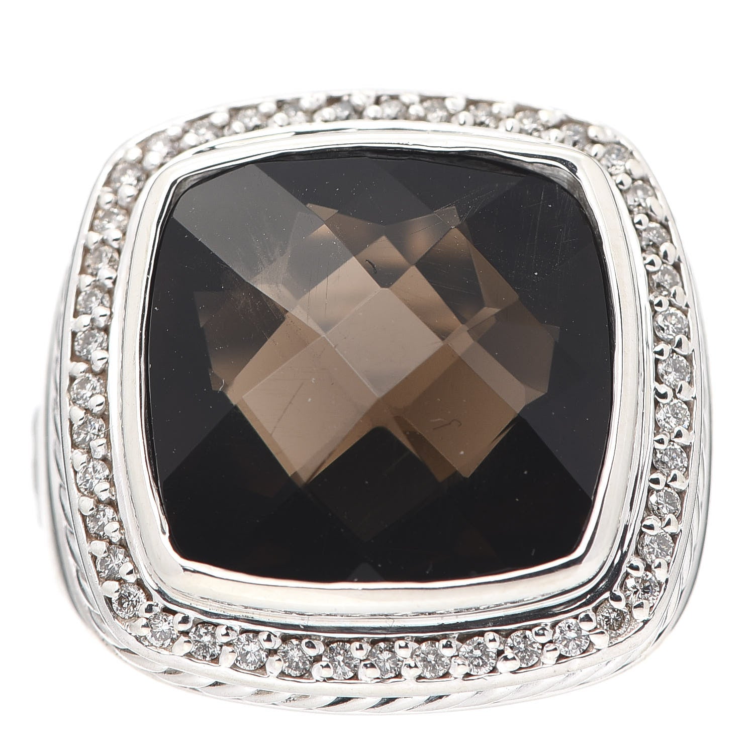 David Yurman Sterling Silver Diamond Smoky Quartz 14mm Albion Statement Ring 52 6 1 of 5
