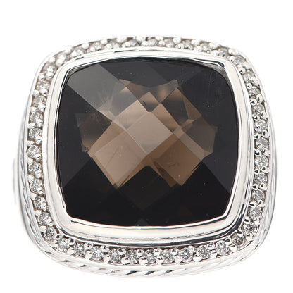 David Yurman Sterling Silver Diamond Smoky Quartz 14mm Albion Statement Ring 52 6 1 of 5