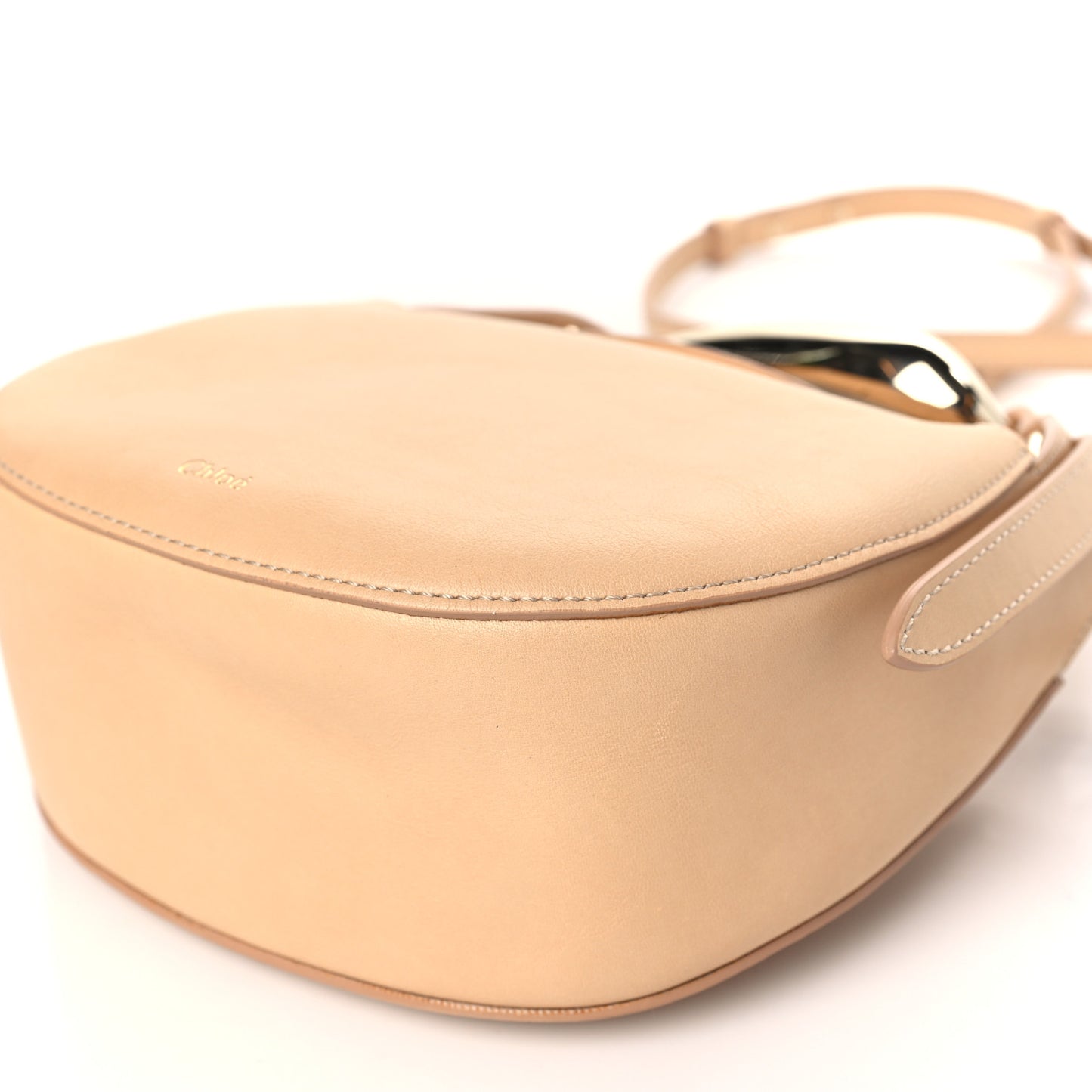Small Grain Calfskin Kiss Bag Sandy Beige