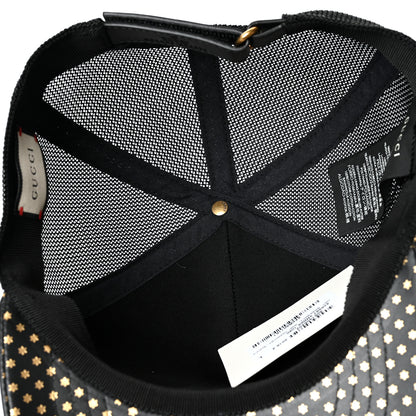 Gucci X SEGA Calfskin GUCCY Stars Baseball Hat L Black Gold 7 of 9