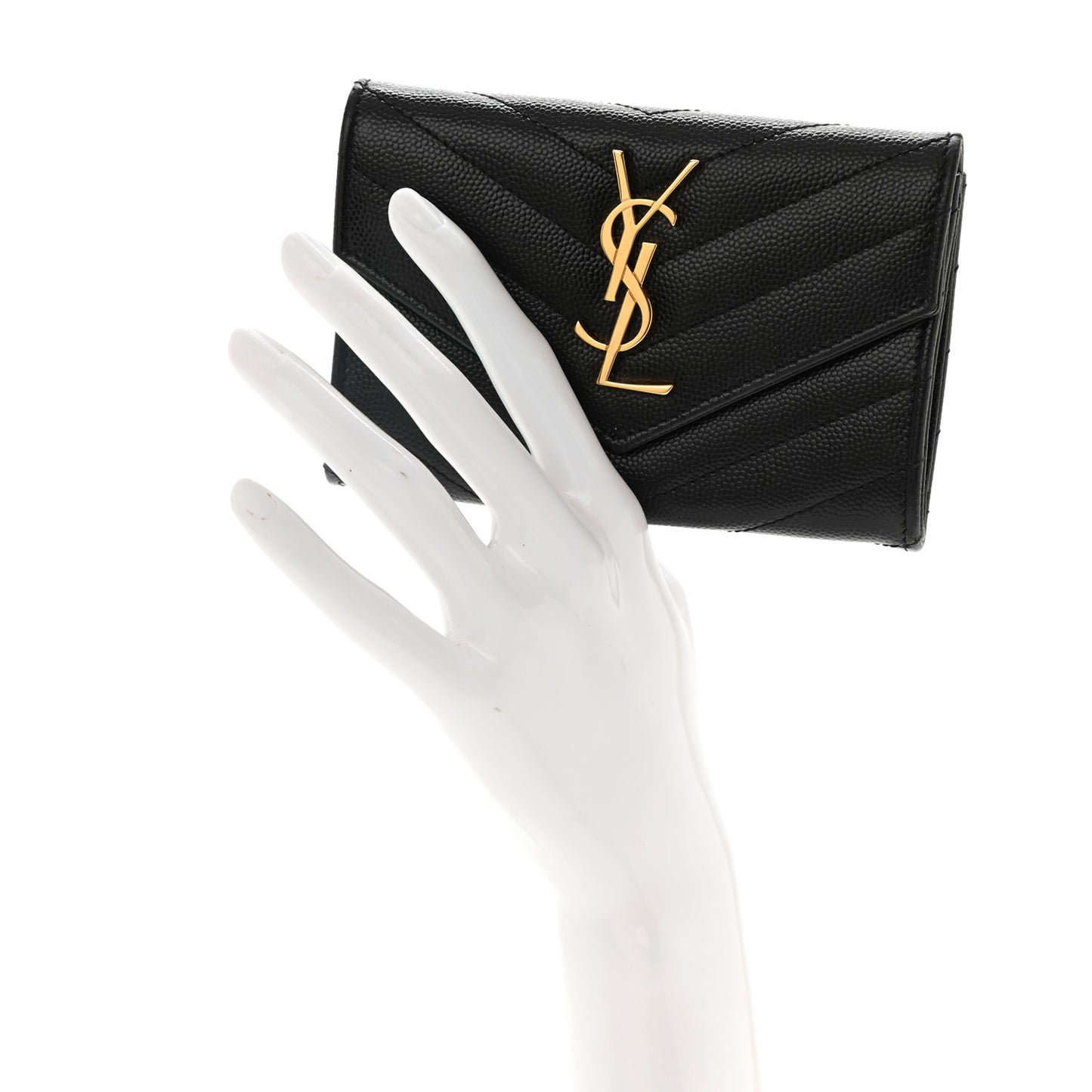 Grain De Poudre Matelasse Chevron Small Monogram Envelope Wallet Black