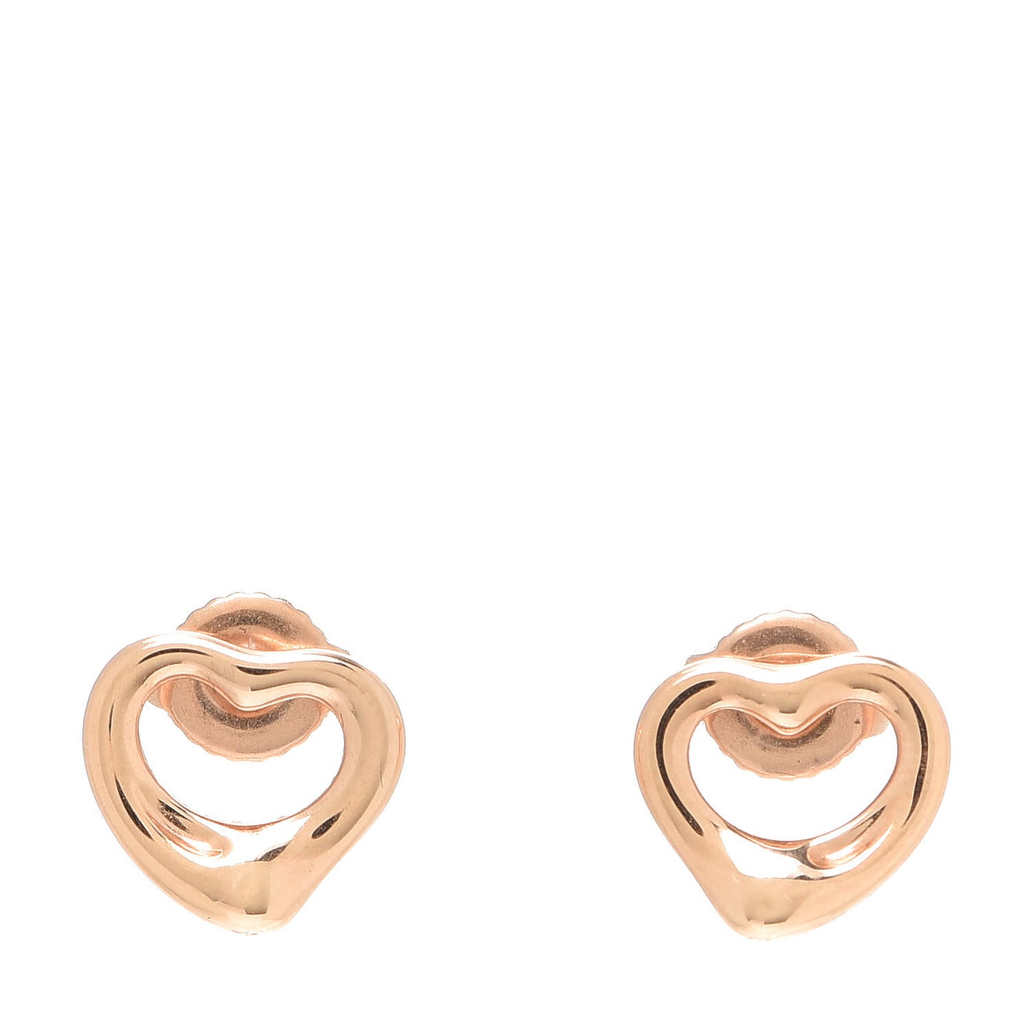 18K Rose Gold 11mm Elsa Peretti Open Heart Earrings